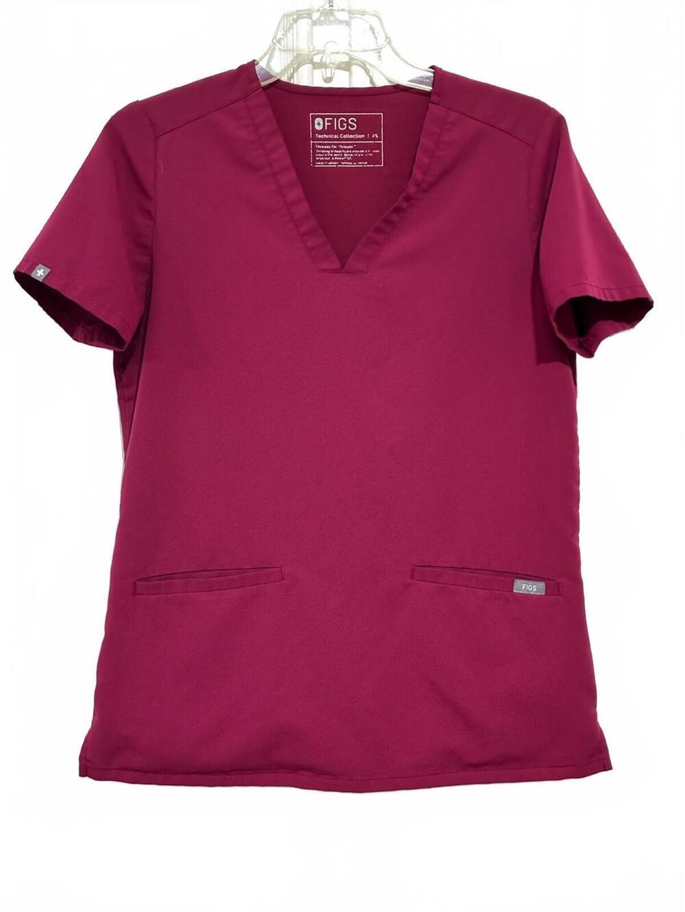 FIGS Technical Collection Burgundy Medical Scrub Top XS
